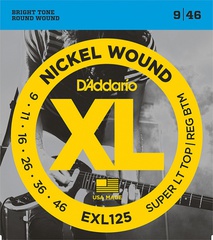 D'Addario EXL125 XL NICKEL WOUND Струны для электрогитары Super Light Top/Regular Bottom 9-46