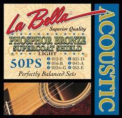La Bella 50PS Phosphor Bronze Super Coat Комплект струн для акустической гитары 12-52 Light