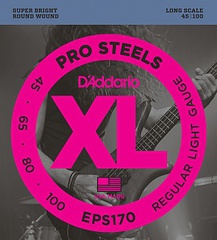 D'Addario EPS170 ProSteels Комплект струн для бас-гитары, Light, 45-100, Long Scale