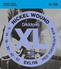 D'Addario EXL116 XL NICKEL WOUND Струны для электрогитары Meduim Top/Heavy Bottom 11-52