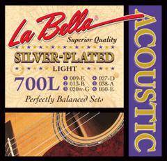 La Bella 700L Комплект посеребренных струн для акустической гитары 009-050 Light