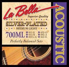 La Bella 700ML Комплект посеребренных струн для акустической гитары 011-052 Medium light