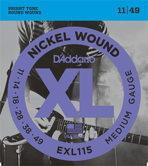 D'Addario EXL115 XL NICKEL WOUND Струны для электрогитары Blues/Jazz Rock 11-49