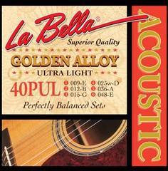 La Bella 40PUL Golden Alloy Комплект струн для акустической гитары 9-48 Ultra Light