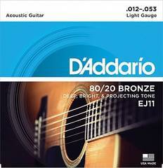 D'Addario EJ11 BRONZE 80/20 Струны для акустической гитары бронза Light 12-53