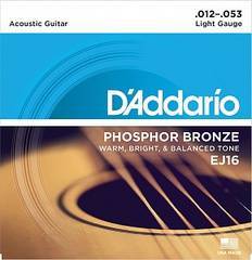 D'Addario EJ16 Phosphor Bronze Струны для акустической гитары фосфорная бронза Light 12-53