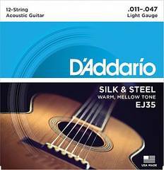 D'Addario EJ35 SILK&STEEL Струны для акустической 12-струнной гитары посеребренные сталь&шелк 11-47