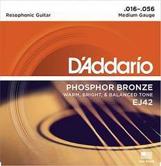 D'Addario EJ42 Resophonic Комплект струн для резонаторной (добро) гитары, фосфор/бронза, 16-56