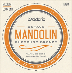 D`Addario EJ80 Комплект струн для мандолины октавной, фосфорная бронза, 12-46