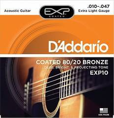 D'Addario EXP10 COATED 80/20 BRONZE Струны для акустической гитары Extra Light 10-47