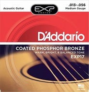 D'Addario EXP17 Coated Phosphor Bronze Комплект струн для акустической гитары, Medium, 13-56