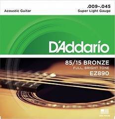 D'Addario EZ890 AMERICAN BRONZE 85/15 Струны для акустической гитары Super Light 9-45