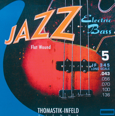 Thomastik JF345 Jazz Flat Wound Комплект струн для 5-струнной бас-гитары, никель, плоская оплетка, 43-136 